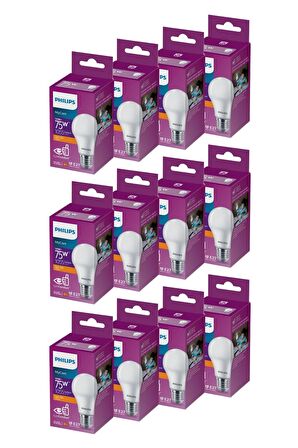 PHILIPS LED 10-75W AMPUL 2700K SARI IŞIK 12Lİ