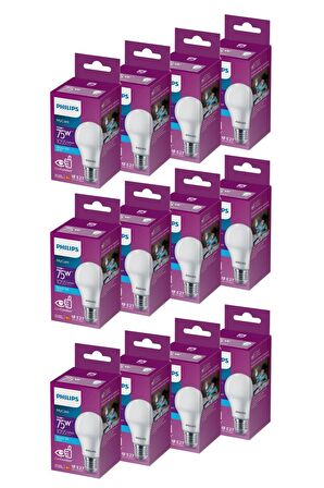 PHILIPS LED 10-75W AMPUL 6500K BEYAZ IŞIK 12Lİ