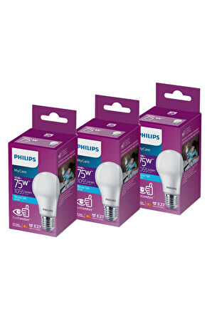 PHILIPS LED 10-75W AMPUL 6500K BEYAZ IŞIK 3LÜ