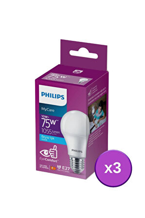 PHILIPS LED 10-75W AMPUL 6500K BEYAZ IŞIK 3LÜ