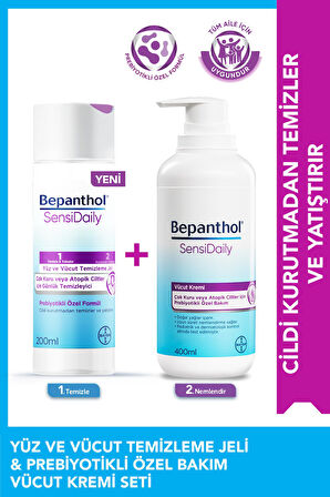 Sensidaily Günlük Vücut Bakım Kremi 400ml + Yüz ve Vücut Temizleme Jeli 200ml - Çok Kuru Atopik Ciltler