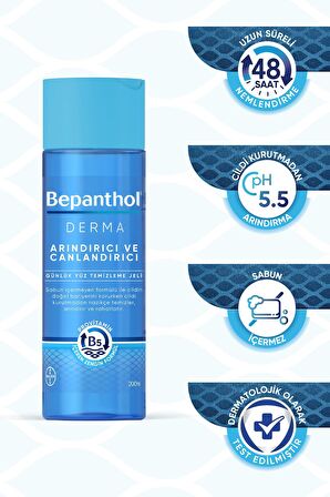Bepanthol Derma Yüz Temizleme Jeli 200ml + SPF 25 Güneş Koruyuculu Yüz Bakım Kremi 50ml + Kadife Çanta Hediye