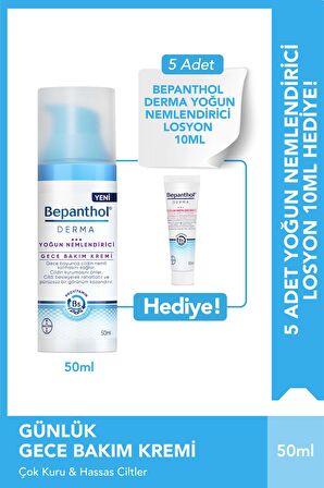 Derma Yoğun Nemlendirici Gece Yüz Bakım Kremi 50ml & 5 adet Yoğun Nemlendirici Losyon 10 ml