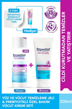 SensiWash Yüz ve Vücut Temizleme Jeli 200ml + Sensidaily 200ml + Mini Boy Hediye - Çok Kuru Atopik Ciltler, Günlük Vücut Bakım