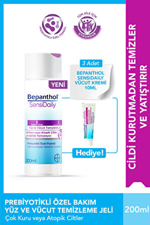 SensiWash Yüz ve Vücut Temizleme Jeli 200ml + Sensidaily Mini Boy Hediye - Çok Kuru Atopik Ciltler, Günlük Vücut Bakım