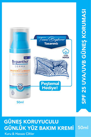 Nemlendirici SPF25 Yüz Bakım Kremi 50ml + Tuvana Büyükçınar Tasarımlı Peştamal Hediye