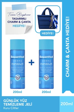 Derma Arındırıcı & Canlandırıcı Gunluk Yuz Bakım Temizleme Jeli 200ml x 2 & Tuvana Büyükçınar Tasarım Çanta