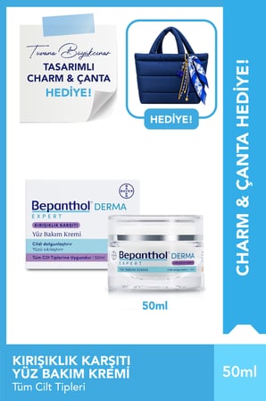Bepanthol Derma Expert Kırışıklık Karşıtı Yüz Bakım Kremi & Tuvana Büyükçınar Tasarım Çanta