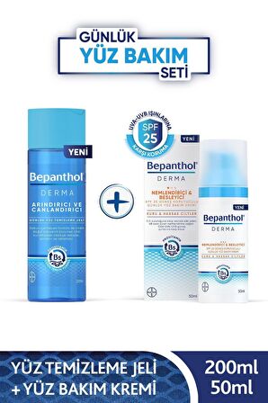 Derma Nemlendirici & Besleyici Spf 25 Yüz Kremi 50ml + Derma Yüz Temizleme Jeli 200ml 2'li Set