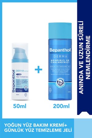 Derma Yoğun Nemlendirici Bakım Kremi 50ml + Günlük Yüz Yıkama Jeli 200ml