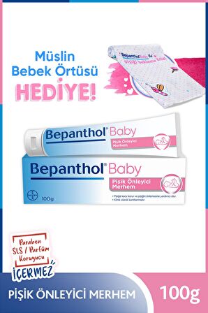 Bepanthol Baby Pişik Önleyici Merhem 100gr + Müslin Bebek Örtüsü