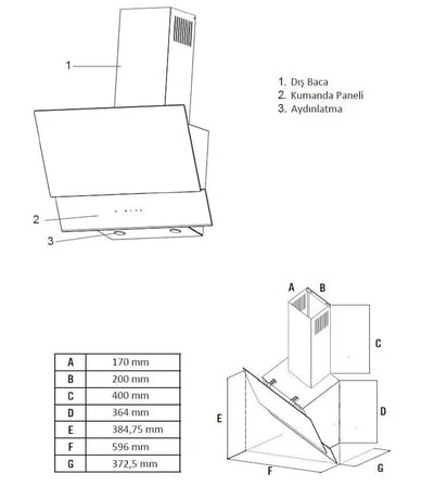 Carino 4 Fonksiyon Mekanik Beyaz Power Turbo 3'lü Cam Ocaklı Ankastre Set (Fırın+Ocak+Davlumbaz)