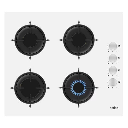 Carino 4 Fonksiyon Mekanik Beyaz Power Turbo 3'lü Cam Ocaklı Ankastre Set (Fırın+Ocak+Davlumbaz)