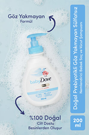 Doğal  Prebiyotikli Şampuan 400 ml & Saç ve Vücut Şampuanı 200 ml Bebek Banyo Bakım Seti