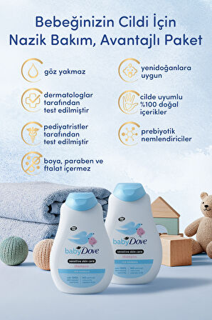Ekonomik Paket, Doğal Prebiyotikli Göz Yakmayan Sülfatsız Nemlendirici Bebek Şampuanı 400 ml X 2