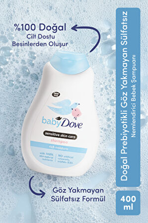 Ekonomik Paket, Doğal Prebiyotikli Göz Yakmayan Sülfatsız Nemlendirici Bebek Şampuanı 400 ml X 2