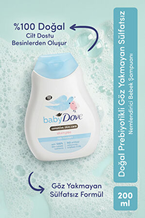Tanışma Seti, Doğal Prebiyotikli Göz Yakmayan Sülfatsız Nemlendirici Bebek Saç Şampuanı 200 ml & Saç ve Vücut Şampaunı 200 ml