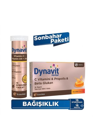 Dynavit Vitamin C Vitamin D3 Çinko 15 Efervesan &  Beta Glukan 16 Pastil - Sonbahar Paketi