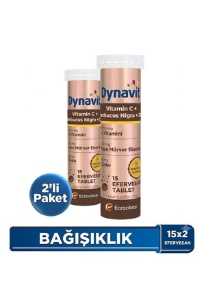 Dynavit C Vitamini, Sambucus Nigra ve Çinko 15 Efervesan Tablet x2 - Bağışıklık - Karışık Meyve Aromalı