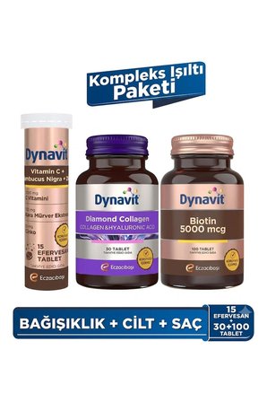 Dynavit C Vitamini Sambucus Nigra&Collagen Hyaluronic Acid Complex&Biotin 5000 mcg - Kompleks Işıltı Paketi