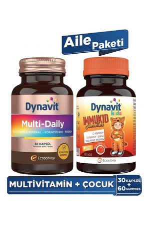 Dynavit Multidaily (Multivitamin&enerji) + Immukid (Bağışıklık) – Aile Paketi