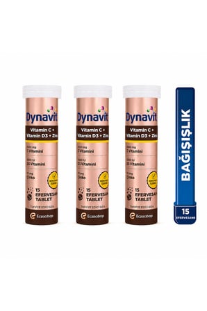 Dynavit Vitamin C + Vitamin D3 + Çinko Zinc Tablet X3