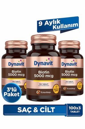 Dynavit Biotin 5000 Mcg 100 Tablet 3 Adet