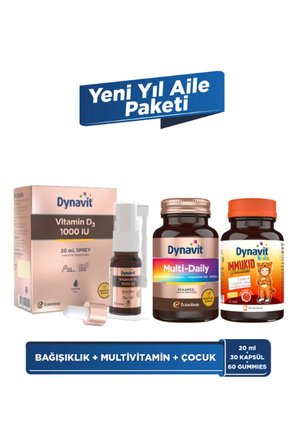 Dynavit Multidaily + Immukid + Vitamin D3 1000 Iu (25MCG) – Yeni Yıl Aile Paketi
