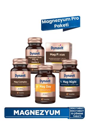 Dynavit Mag Complex & Mag Day & Mag Night & Mag Focus & Magnesium Citrate, Vitamin D - Magnezyum Aile Paketi