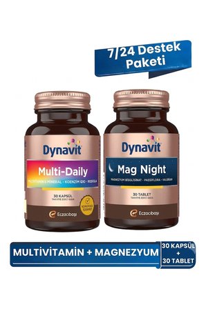 Dynavit Multidaily 30 Kapsül & Mag Night 30 Tablet - Multivitamin, Akşam/gece Magnezyumu - 7/24 Destek Paketi