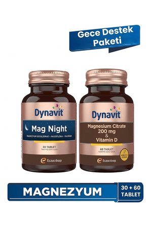 Dynavit Mag Night & Magnesium Citrate - Magnezyum Bisglisinat , Sitrat, D Vit - Gece Magnezyum Paketi