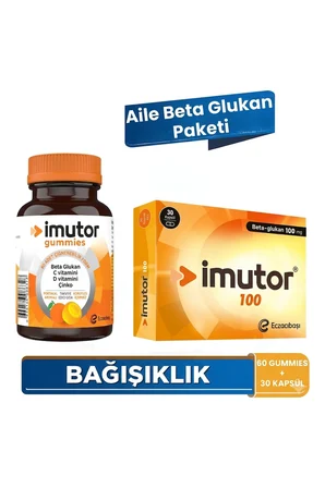 İmutor Imutor Gummies & Imutor 100 - Bağışıklık -Beta Glukan, C,d Vitamini, Çinko - Aile Beta Glukan Paketi