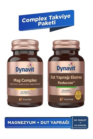Dynavit Mag Complex 60 Tablet + Dut Yaprağı Ekstresi 30 Bitkisel Kapsül - Sahur Paketi