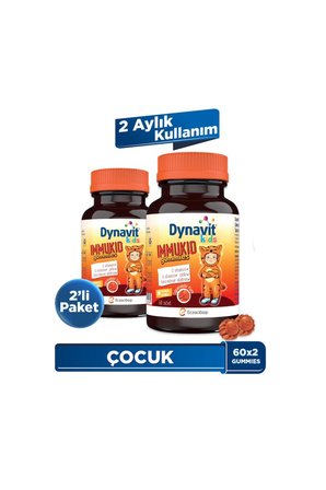 Kids Immukid Gummies 60 Çiğnenebilir x2 - C&D Vitamini ve Kara Mürver ile Bağışıklık Destekleyici
