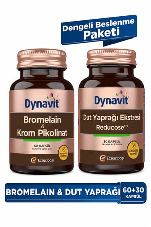 Bromelain(Ananas Ekstresi) & Krom Pikolinat + Dut Yaprağı Ekstresi - Dengeli Beslenme Paketi