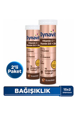 Dynavit C-D Vitamini ve Çinko 15 Efervesan Tablet - 2'Li Avantaj Paket