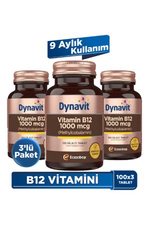 Dynavit Vitamin B12 1000 mcg 100 Dilaltı Tablet x3 - Methylcobalamin - Hafıza & Enerji