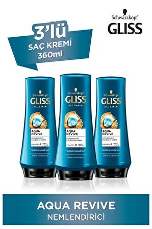 Gliss Aqua Revive Hyaluron ve Deniz Yosunu içeren Nemlendirici Saç Kremi 360 ml x 3 Adet