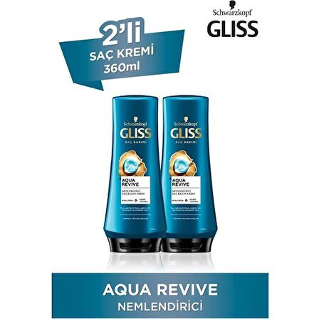 Gliss Aqua Revive Hyaluron ve Deniz Yosunu içeren Nemlendirici Saç Kremi 360 ml x 2 Adet