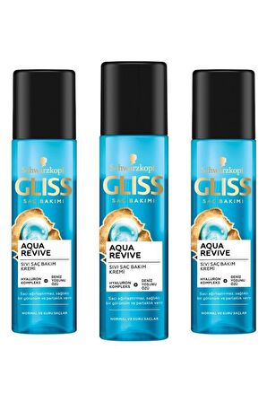 Gliss Aqua Revive Hyaluron ve Deniz Yosunu içeren Nemlendirici Sıvı Saç Kremi 200 ml x 3 Adet