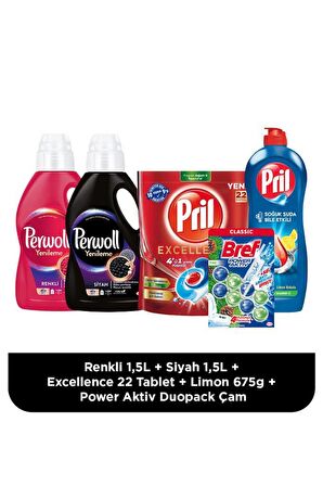Temel Temizlik Seti : Perwoll Pril Bref Deterjan Klozet Bloğu