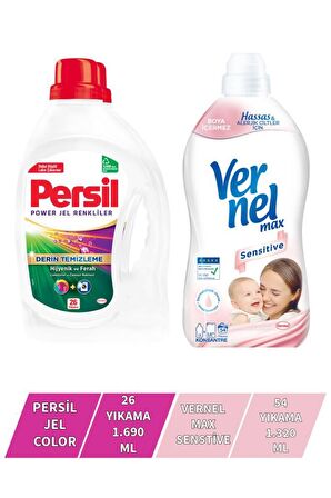 Vernel Max Sensitive 1,44L + Persil Color Jel 26 Yıkama