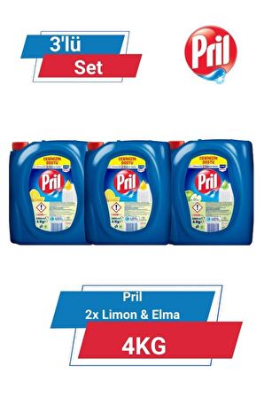 PRİL 2x LİMON & ELMA 4KG 3'lü Set