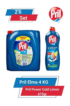 PRİL ELMA 4KG& PRİL POWER COLD LİMON 675gr 2'li Set