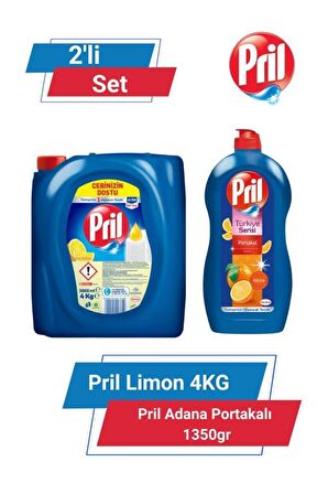 PRİL LİMON 4 KG & PRİL ADANA PORTAKALI 1350gr 2'li Set 