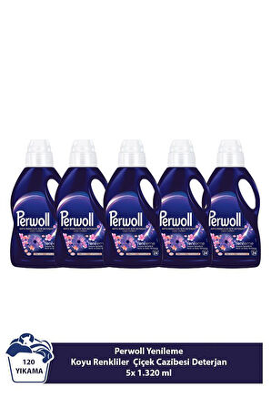 Perwoll Yenileme Koyu Renkliler Çiçek Cazibesi  5x 1.485 ml 120 Yıkama  