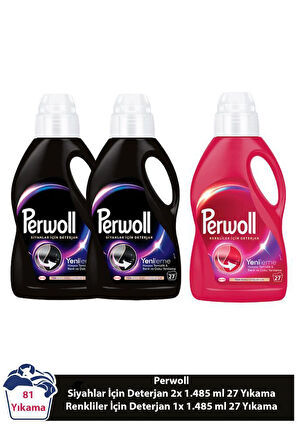 Perwoll Yenileme Siyahlar 2x 1.485 ml 27 Yıkama &Renklilerx1 1.485 ml 27 Yıkama 3'lü Set(81 Yıkama)