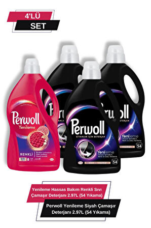 Perwoll 2,97 L Siyah x3 + Perwol 2,97 Renkli (4'lü Set)