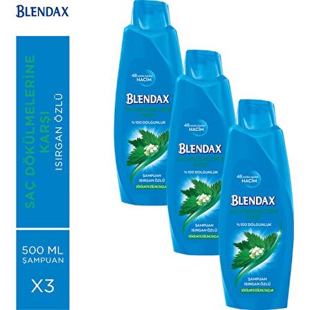 Blendax Saç Dökülmelerine Karşı Isırgan Özlü Şampuan 500 ml x 3 Adet