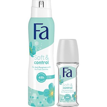 Fa Roll-On Soft & Control Jasmine 50ML +Fa Soft & Control Deosprey 150 Ml 